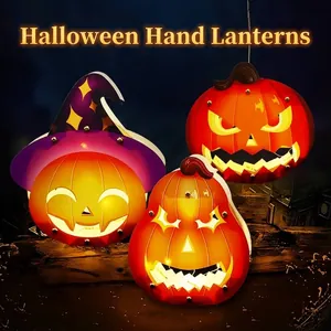 Halloween Kids DIY Portable Glowing Pumpkin Lantern Material Kit Kindergarten Creative Educational Handmade Ghost Lamp