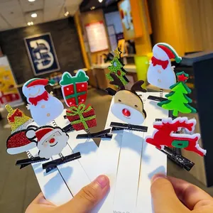 Christmas 3D Hair Clips Reindeer Antler Santa Claus Snowman Xmas Tree Spring Alligator Clips For Kids Women Party Accessory
