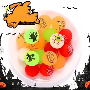 Halloween Lichtgevende Stuiterballen Lichtgevend In Het Donker Griezelig Oogbol Heks Pompoen Patroon Rubberen Springballen Voor Kinderen Feestartikelen