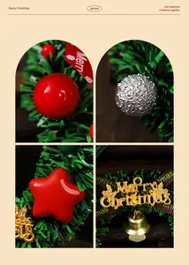 Detailansicht von Mini-Weihnachtskranz-Magneten mit festlichem rotem und goldenem Schmuck