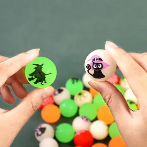 Halloween lichtgevende rubberen stuiterballen met heks- en kattenprints voor kids