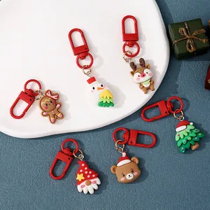 Colorful Christmas resin keychain set featuring cute cartoon characters for gifts
