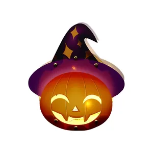Creative Halloween DIY pumpkin lantern kit for kids featuring a purple witch hat design