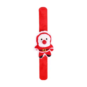 Cute Santa Claus plush slap bracelet for kids, festive Christmas party favors and gifts