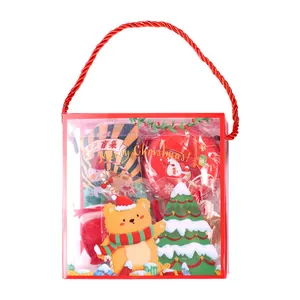 Christmas themed toy gift set in a red transparent portable box with festive patterns