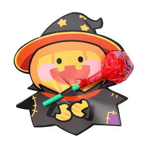 Cute Halloween pumpkin witch themed lollipop decorative paper card for party candy decor