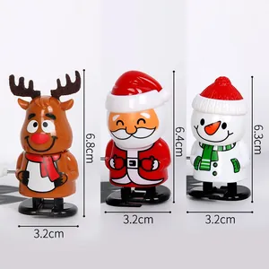 Detaillierte Maße von Weihnachts-Aufziehspielzeug mit Rentier Weihnachtsmann und Schneemann