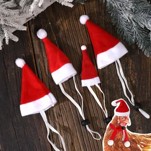 Mini Christmas Hat For Small Pets Hamster Guinea Pig Rabbit Adjustable Elastic Strap Red White Festive Decoration Accessories