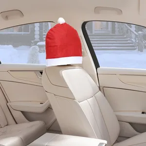 Housse d'appui-tête de voiture bonnet de Père Noël pour décoration de Noël festive