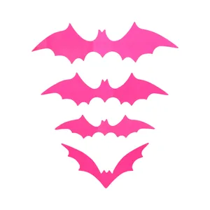 Set of 3D pink bat wall stickers for Halloween party home and living room wall decoration