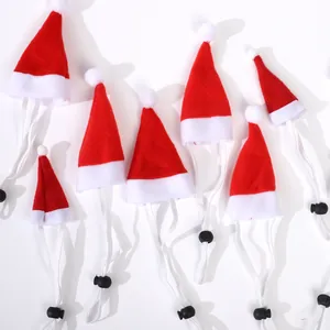 Set of mini Christmas hats for small pets like hamsters with adjustable elastic straps