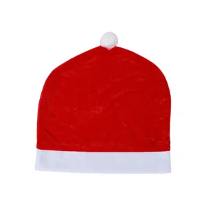 Housse de dossier de chaise bonnet de Noël rouge pour décoration de fête festive