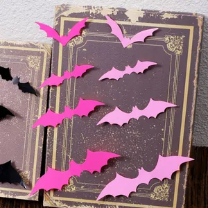 Decorative Halloween 3D pink and black bat wall stickers for home party backdrop
