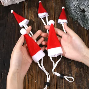 Set of mini Christmas hats for small pets with adjustable elastic straps for hamsters.