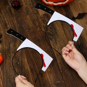 Realistic Halloween bloody cleaver headband for scary costume cosplay parties