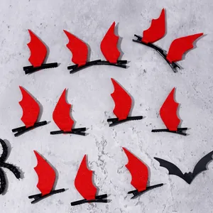 Set of ten red devil bat wing hair clips for Halloween costume party accessories