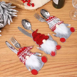 Fundas para cubiertos de gnomo navideño para mesa festiva