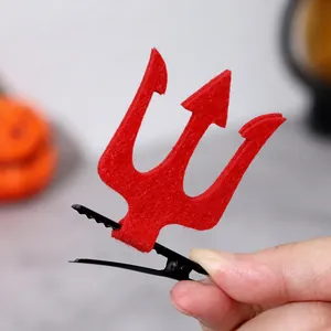 Pince à cheveux trident du diable rouge d'Halloween en feutre pour enfants et adultes accessoires