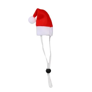 Red and white small pet Christmas hat with adjustable elastic strap for hamsters