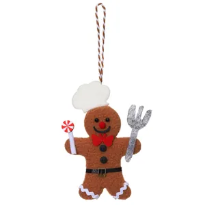 Adorable plush gingerbread man chef Christmas tree hanging ornament for decoration