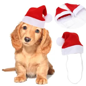 Verstellbare Haustier-Weihnachtsmütze Rot Weiß Flanell Plüsch Kleiner Hund Katze Festliche Nikolausmütze Schal Zubehör