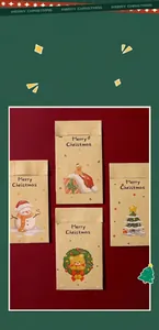 Lot de 4 sacs cadeaux de Noël festifs en papier kraft avec motifs de bonhomme de neige et sapin
