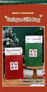 Sacs-cadeaux de Noël festifs en papier rouge et vert avec étiquettes et autocollants