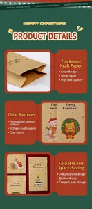Détails rapprochés des sacs-cadeaux de Noël en papier kraft avec des motifs de dessins