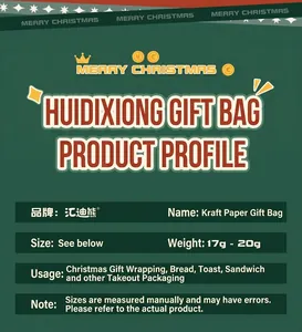 Spécifications détaillées du sac cadeau en papier kraft de Noël pour biscuits et bonbons