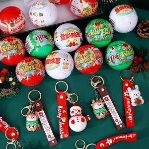 Portachiavi Gashapon di Natale Cartone Animato Babbo Natale Renna Pupazzo di Neve Ciondolo per Borsa con Cinturino in PVC Regalo di Natale