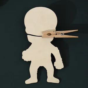 Unfinished wooden Halloween ghost figure hair clip accessory for party cosplay props