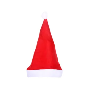 Cappello di Babbo Natale classico in peluche rosso e bianco per feste e decori