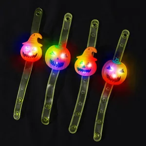 Halloween LED Leuchtend Kürbis Armband Für Kinder Party Mitgebsel Verstellbar Cartoon Blitz Armreif Geschenke