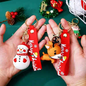 Simpatici portachiavi natalizi pupazzo di neve e renna con cinturini in silicone rosso regalo