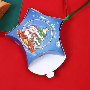 Boîte à bonbons de Noël en forme d'étoile bleue avec motif de bonhomme