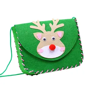 Bolso bandolera festivo de fieltro DIY de reno navideño para regalo artesanal infantil