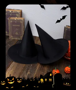 Paire de chapeaux de sorcière noirs en tissu oxford pour costumes et décors d'Halloween