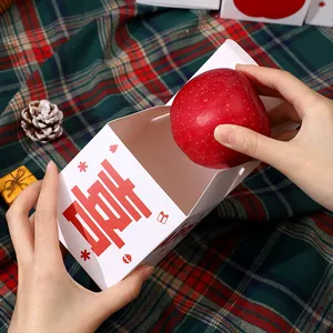 Scatola regalo di Natale per mele con stampa rossa 'Pace e Gioia' per confezioni