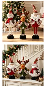 Juego de tres muñecos de peluche navideños: Papá Noel, Reno y Muñeco de nieve