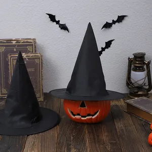 Chapeaux de sorcière noirs en tissu Oxford pour déguisements et fêtes d'Halloween