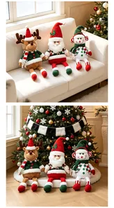 Three Christmas plush dolls Santa Snowman Reindeer for holiday home decor
