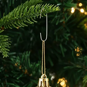 Crochets robustes en métal argenté en forme de C pour les décorations de sapin de Noël festif