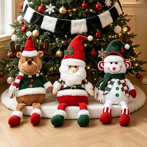 Set of three Christmas plush dolls featuring Santa Claus, Reindeer, and Snowman figures.