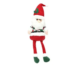 Christmas Santa Claus plush doll with long legs for holiday window decoration
