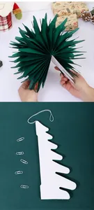 Decorazione pieghevole per albero di Natale in carta a nido d'ape verde scuro con cordino e clip