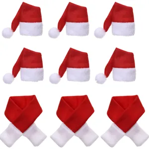 Christmas Wine Bottle Decoration Set Mini Non-Woven Scarf And Hat Holiday Table Decor For Home Kitchen Party Supplies Gift