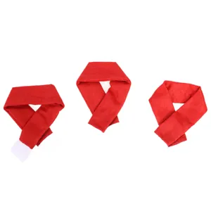 Set of 3 mini red Christmas scarves for wine bottle decoration and festive home decor