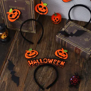 Halloween pumpkin headbands for kids, orange and black festive party costume accessories.