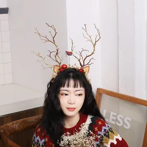 Forest style reindeer antler headband with berries for Christmas photography props