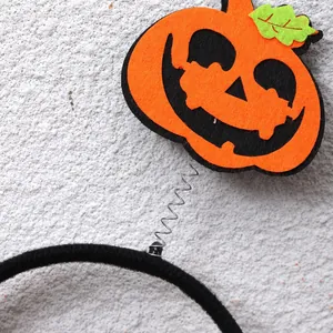 Children's Halloween pumpkin headband with spring felt pumpkin decoration for party